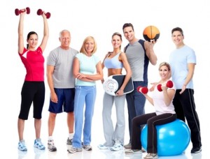 Gym and Fitness. Smiling people.